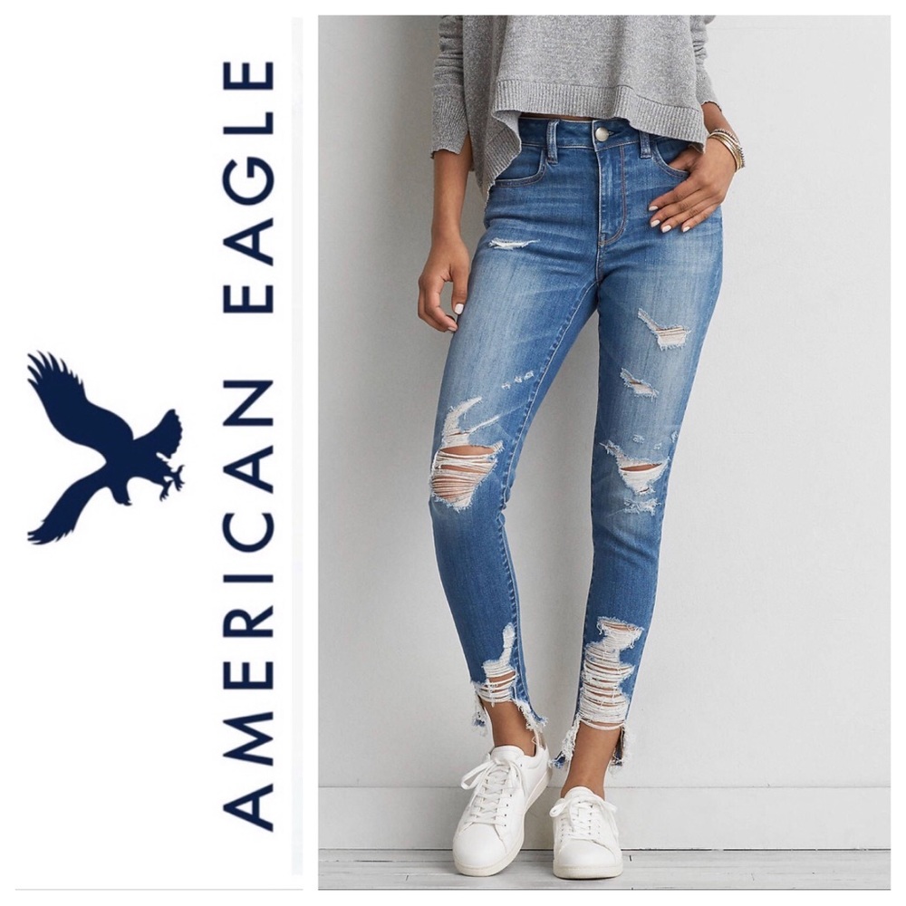 American Eagle Outfitters Blue Distressed Jeans